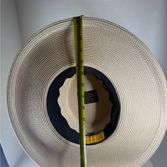 Eric Javits Tan Wide Brim Hat with Black Accent - Picture 5 of 5